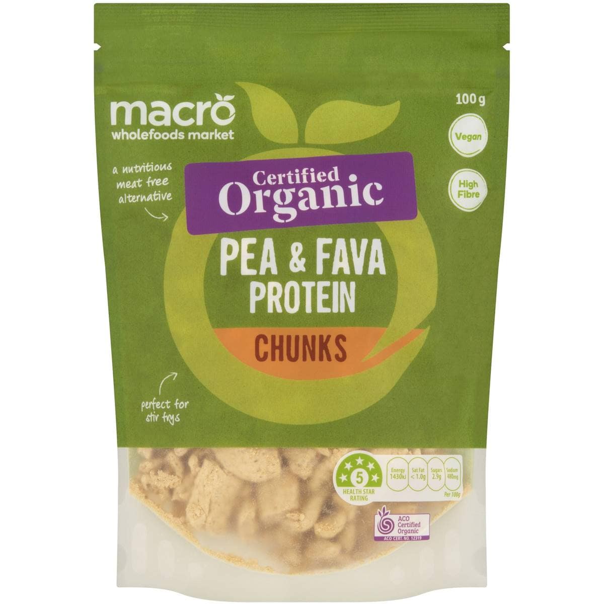 Macro Organic Pea & Fava Protein Chunks 100g Woolworths