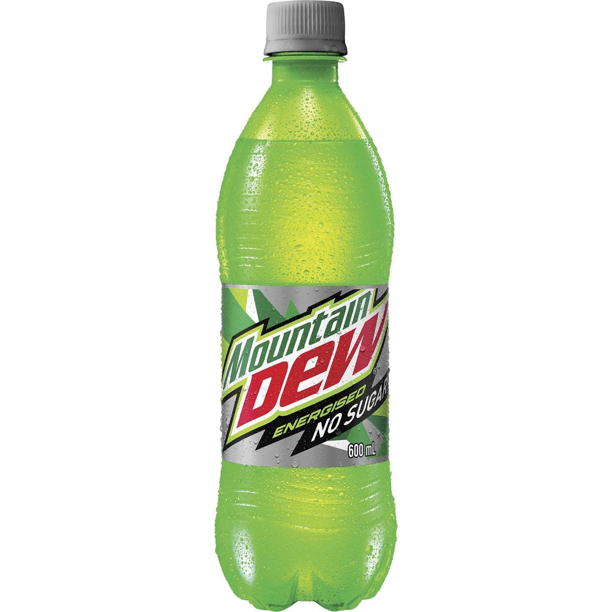 Mountain Dew Energised Sugar Free Caffeinated Soft Drink Bottle 600ml