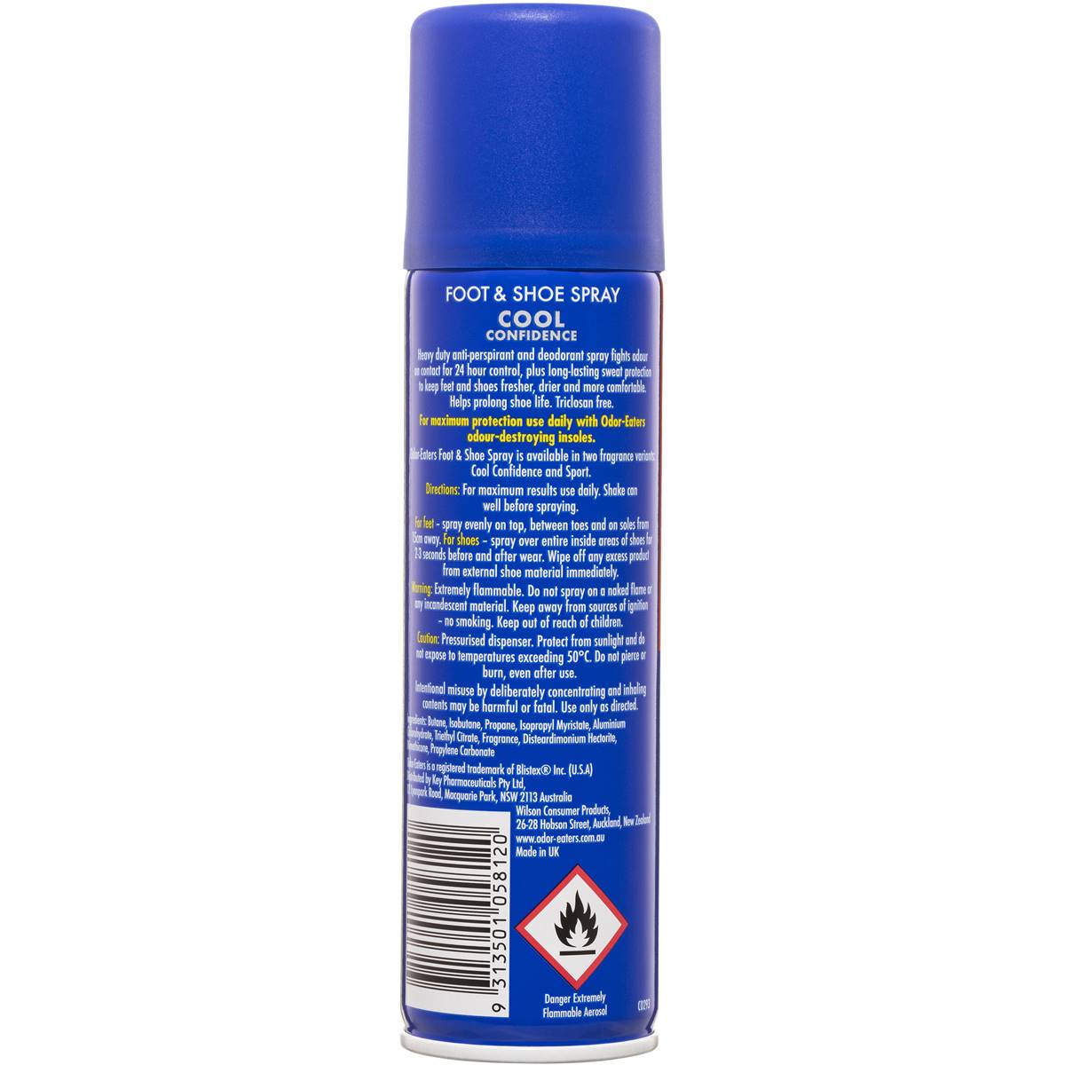 Odor Eaters Foot & Shoe Spray Cool Confidence 150ml Woolworths