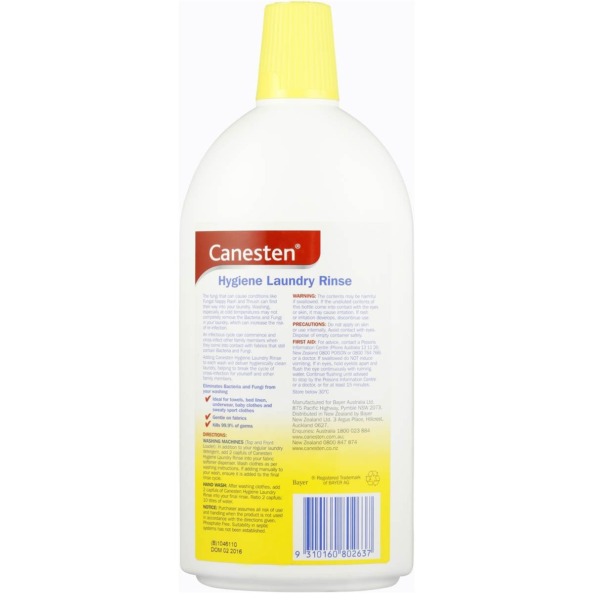 Canesten Inwash & Soaker Lemon Hygiene Laundry Rinse 1l Woolworths