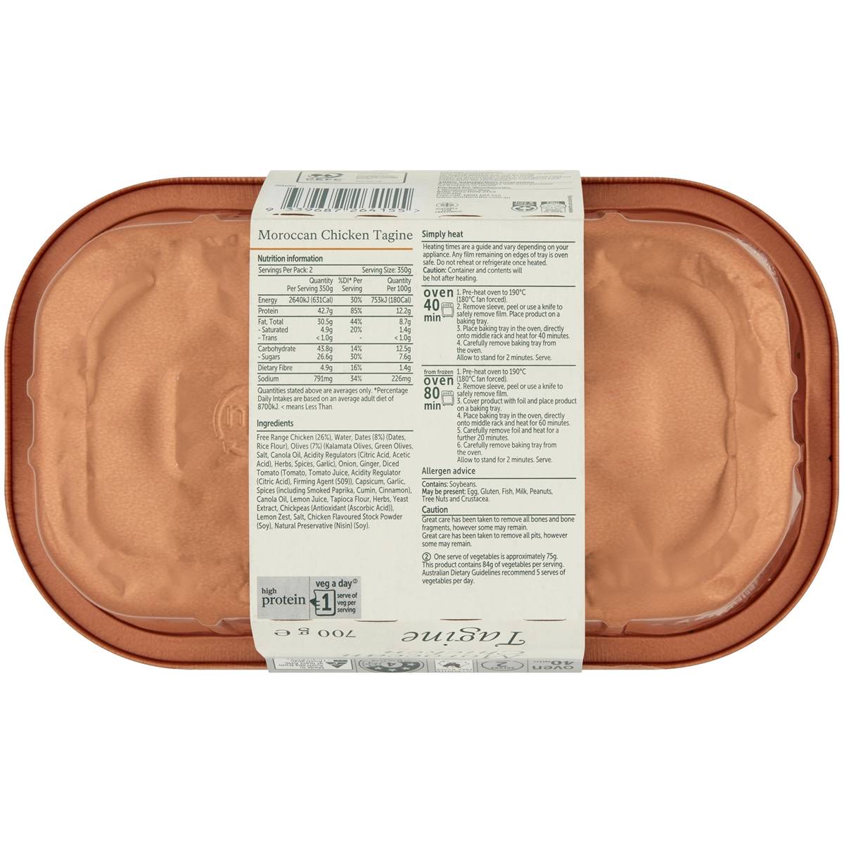 Woolworths Free Range Moroccan Chicken Tagine Chilled Meal 700g