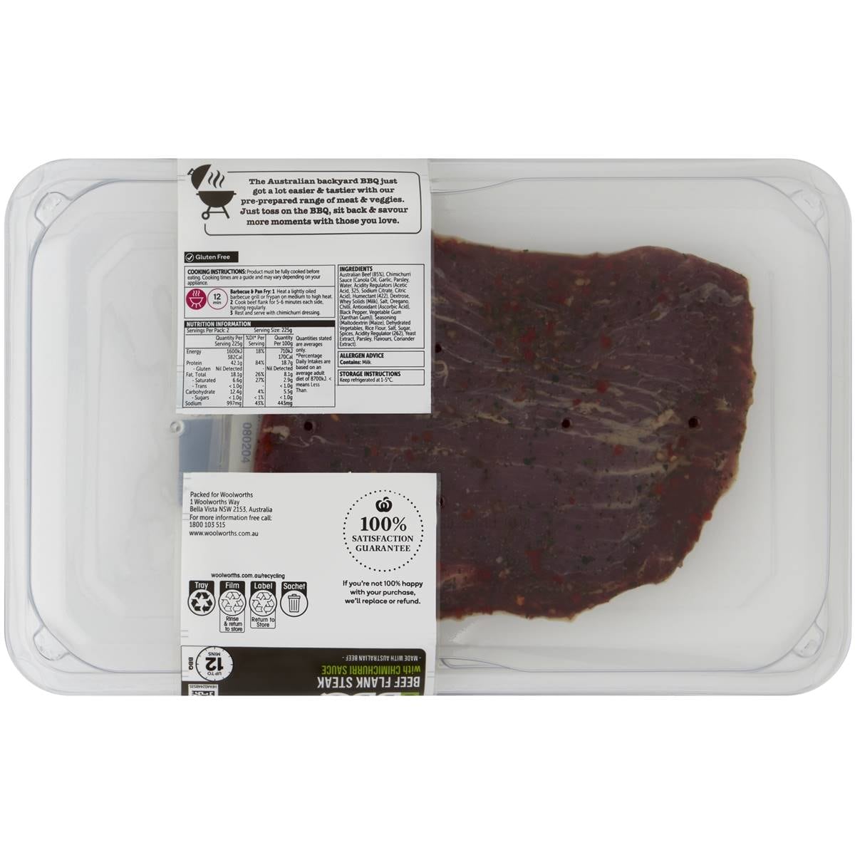 Woolworths Bbq Beef Flank Steak With Chimichurri Sauce 450g Woolworths