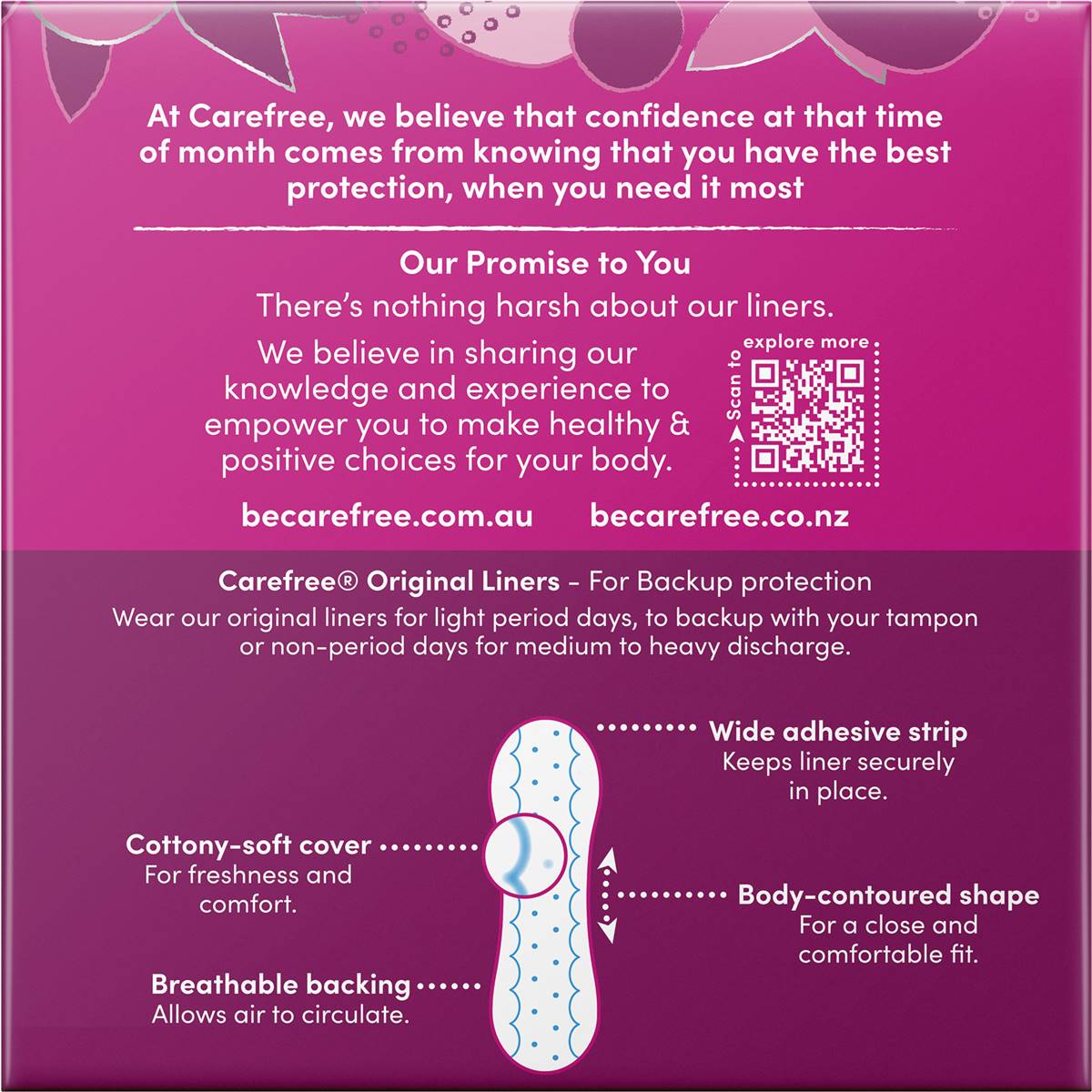 Carefree Original Unscented Liners 48 Pack Woolworths