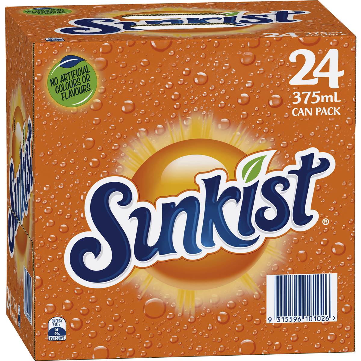 Sunkist Orange Soft Drink Cans Multipack 375ml X 24 Pack Woolworths