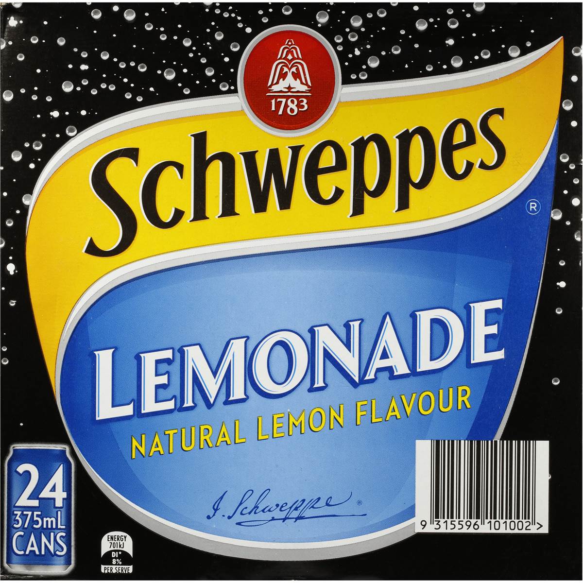 Schweppes Lemonade Can 24x375ml pack | Woolworths