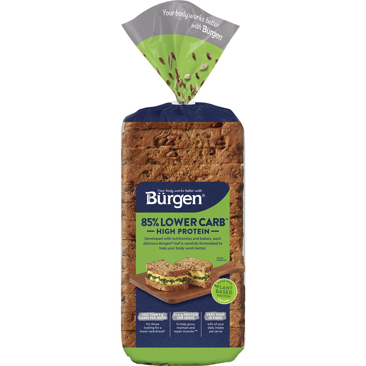 Burgen Lower Carb High Protein Sunflower And Linseed Bread Loaf 660g