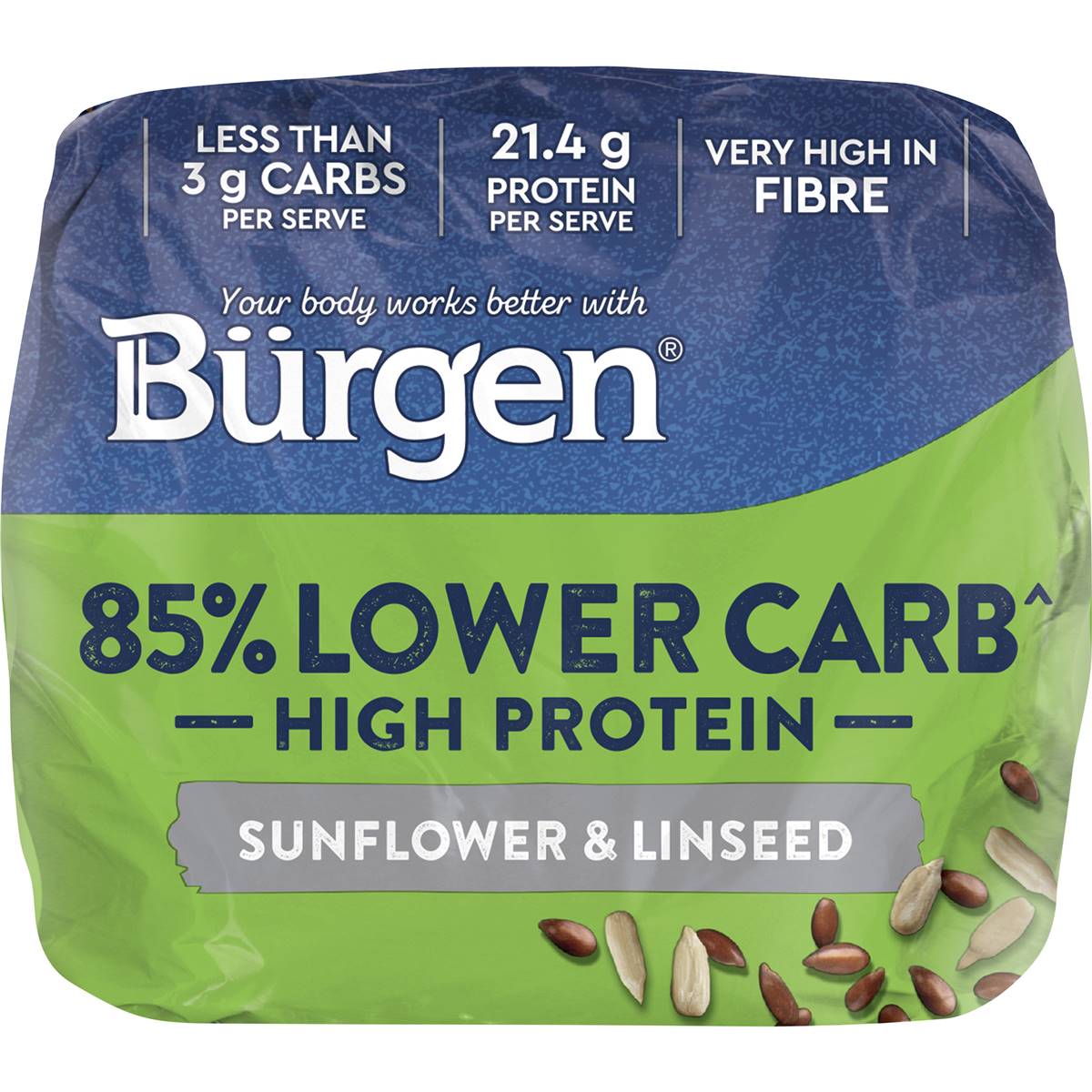 Burgen Lower Carb High Protein Sunflower & Linseed Bread Loaf 660g Woolworths