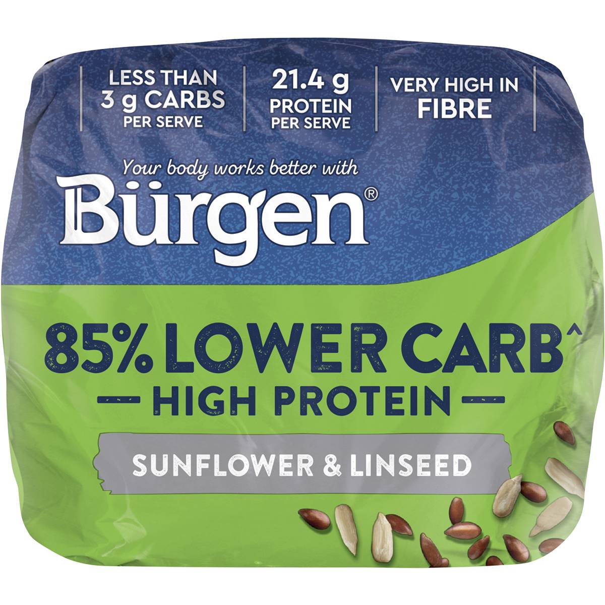 Burgen Lower Carb High Protein Sunflower & Linseed Bread Loaf 660g