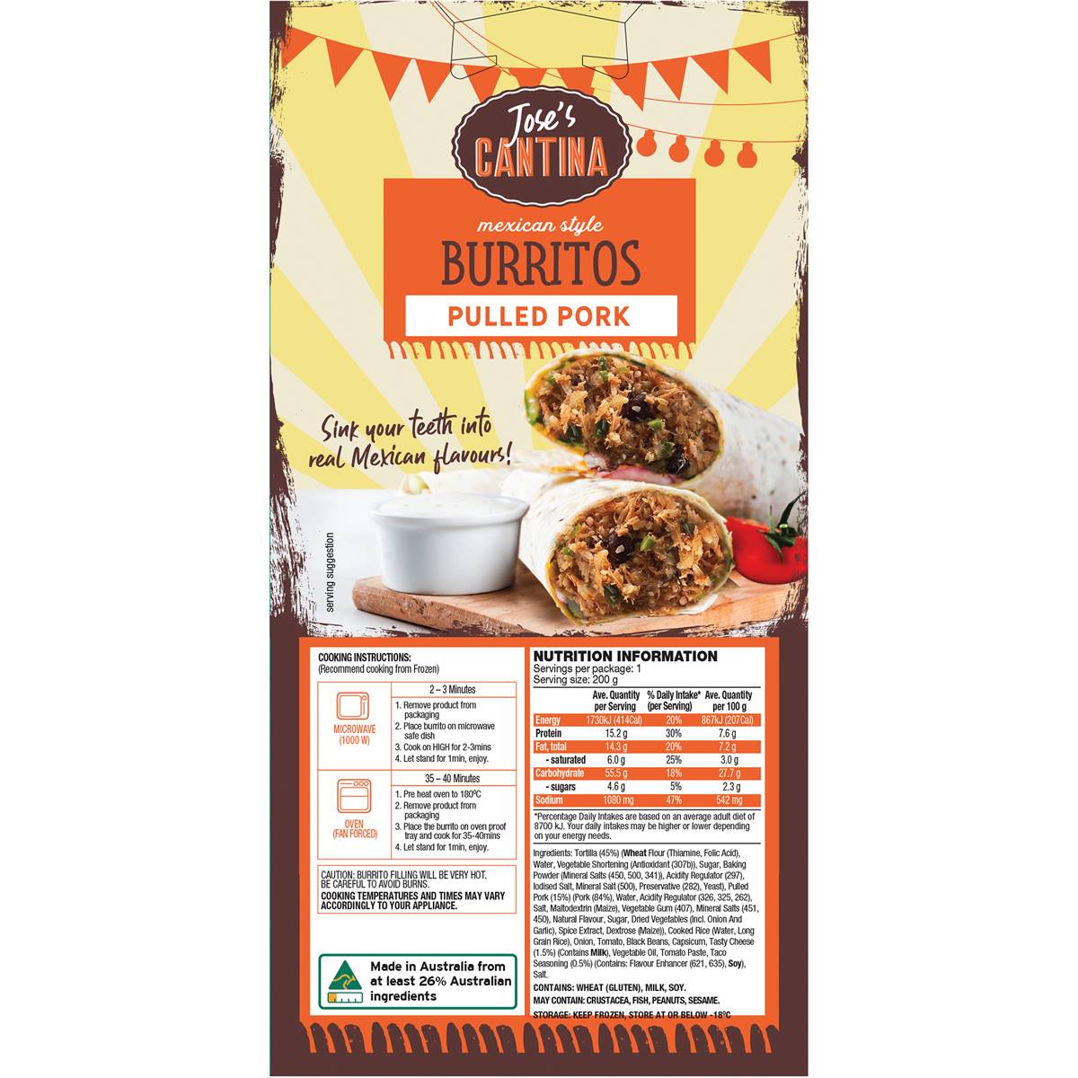 Jose's Cantina Mexican Style Burrito Pulled Pork 200g Woolworths