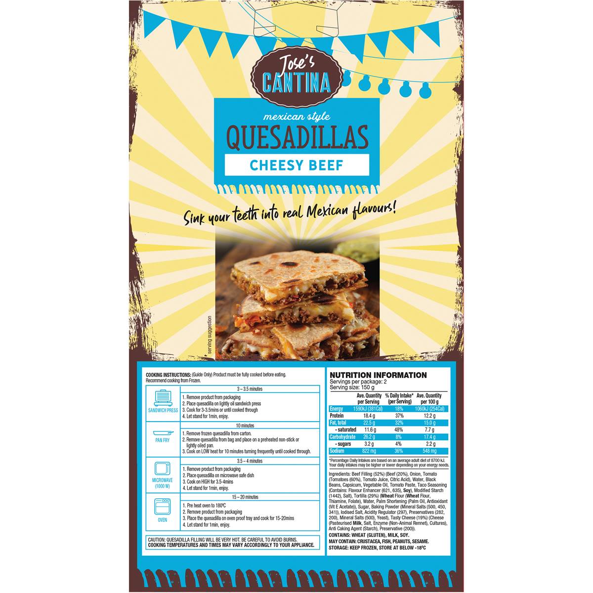 Jose's Cantina Quesadilla Cheesy Beef 2 Pack Woolworths