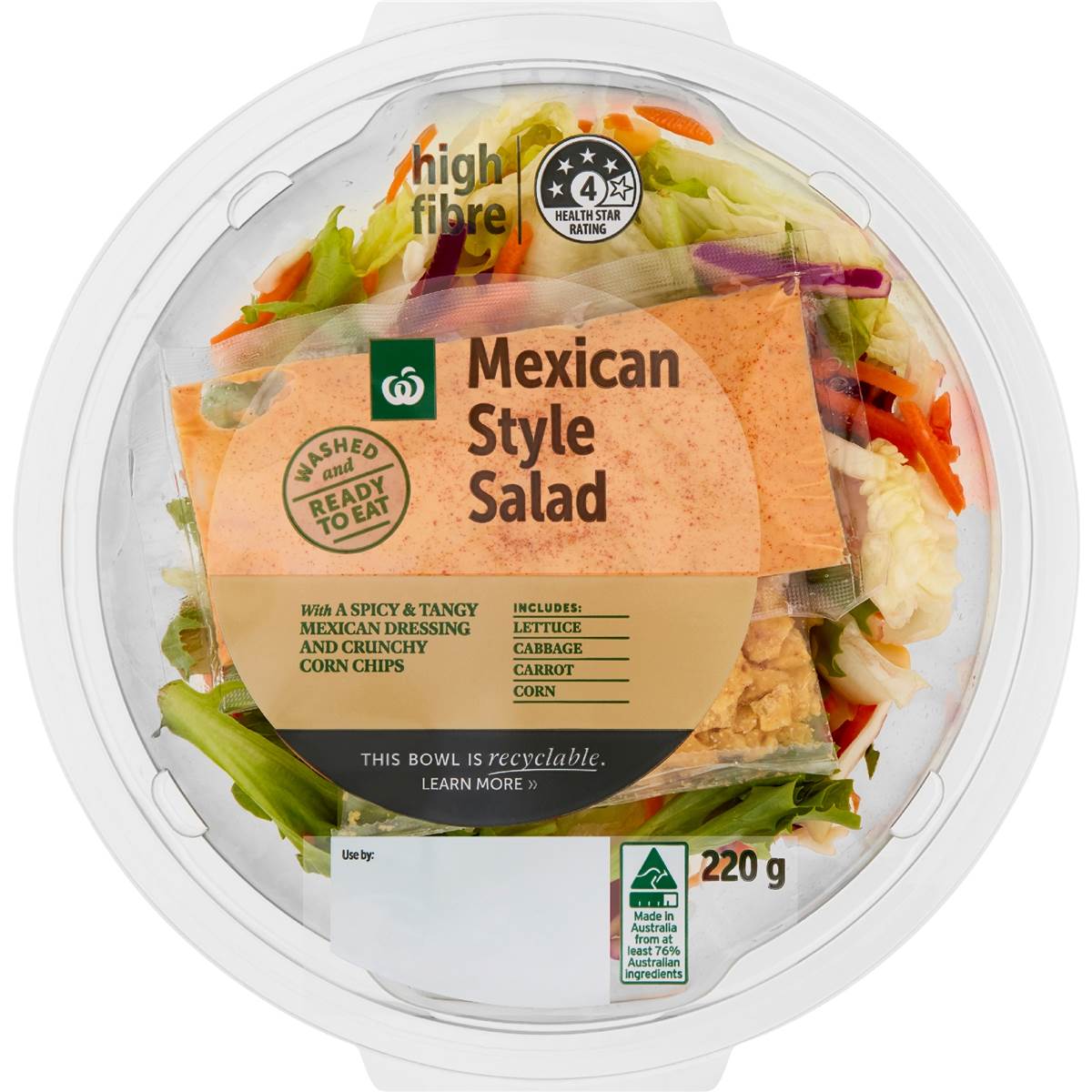 Woolworths Mexican Style Salad Bowl Ready To Eat 220g Woolworths