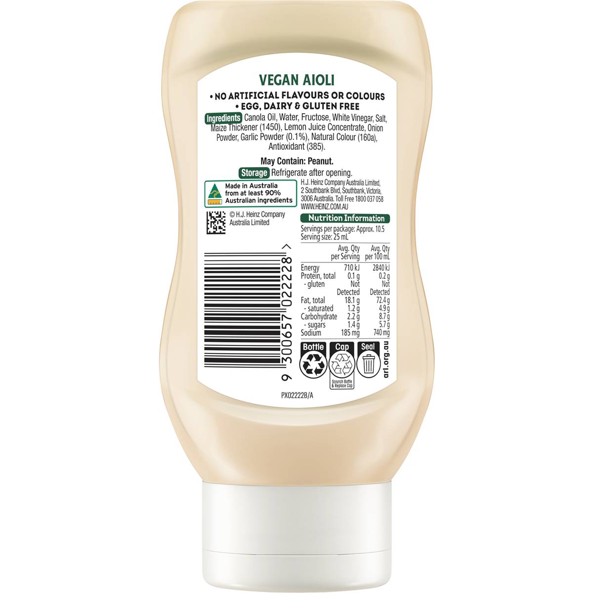 Heinz Seriously Good Mayonnaise Vegan Aioli Mayo 270ml Woolworths 2096