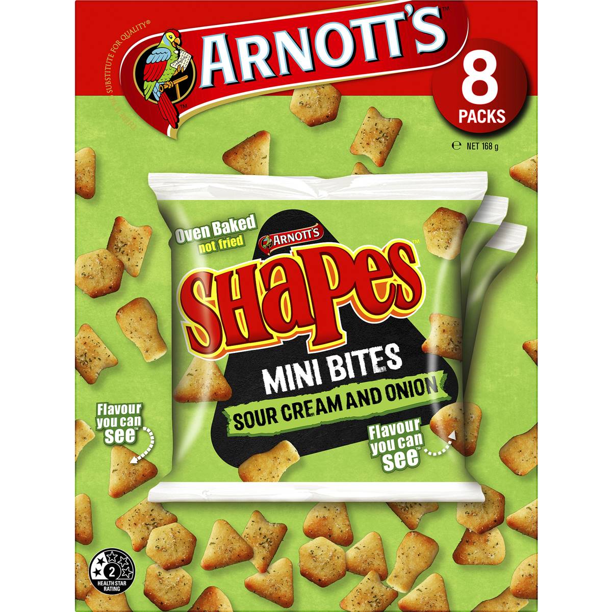 Arnott's Shapes Mini Bites Sour Cream & Onion 8 Pack 