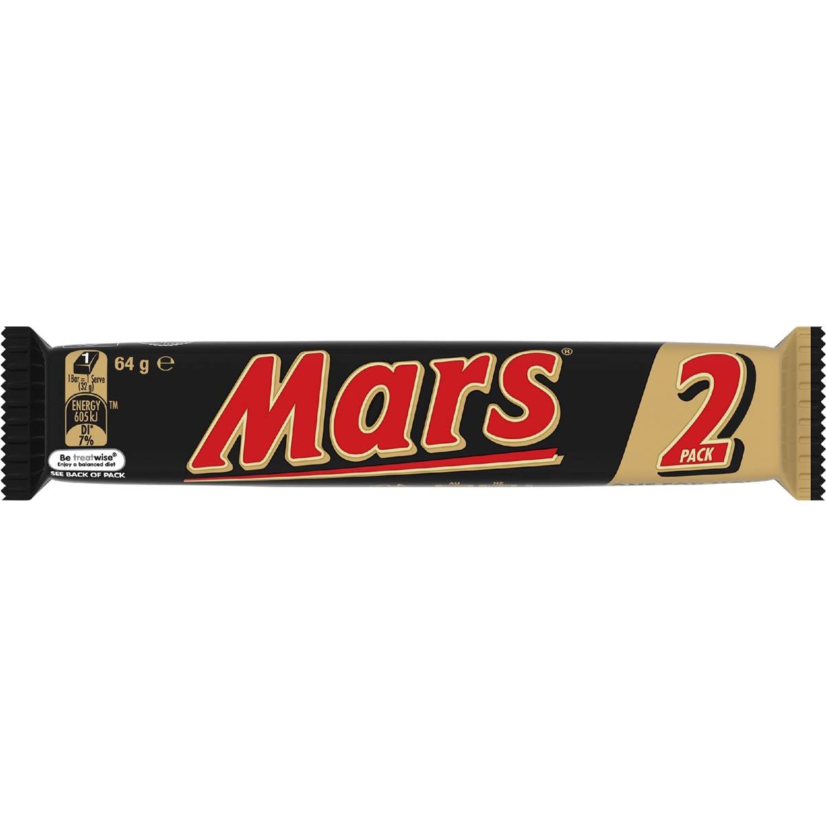 Mars Milk Chocolate Bar Caramel & Nougat 2 Pieces 64g Woolworths