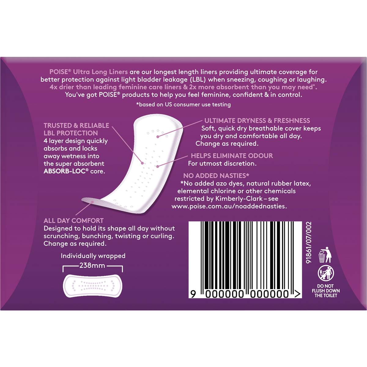 Poise Liners For Bladder Leaks Ultra Long 20 Pack Woolworths