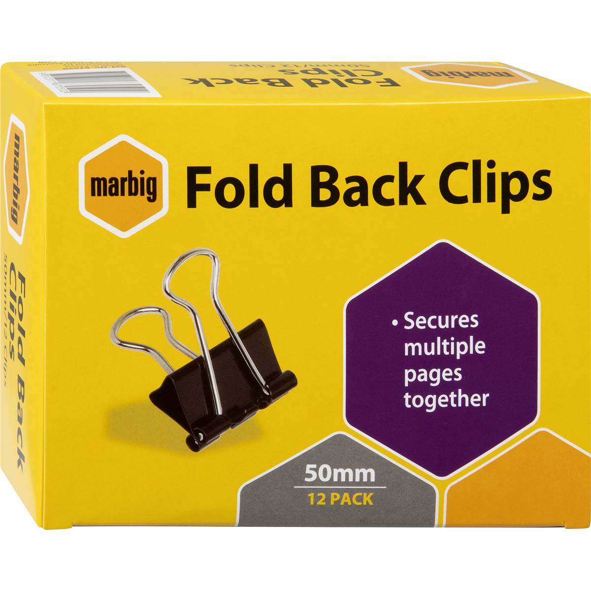 Marbig Fold Back Clips 50mm 12 Pack Woolworths