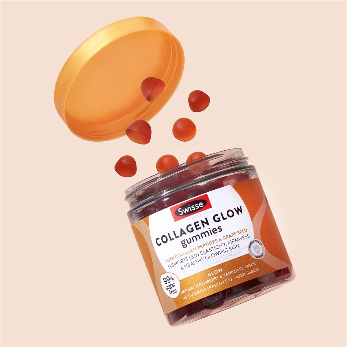 Swisse Beauty Collagen Glow Gummies Strawberry & Vanilla Flavour 45 ...