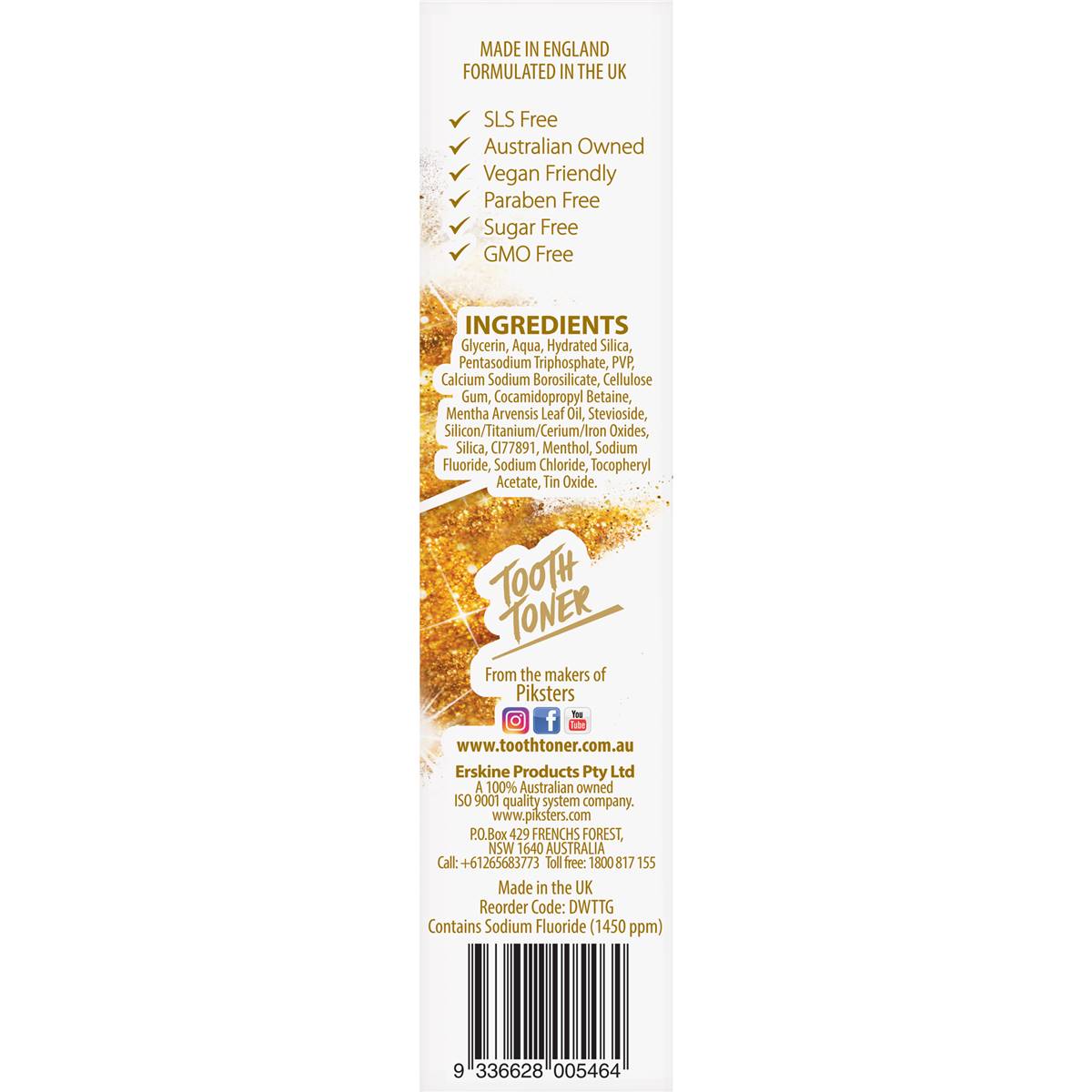 Tooth Toner Hollywood Gold Whitening Toothpaste 75ml Woolworths