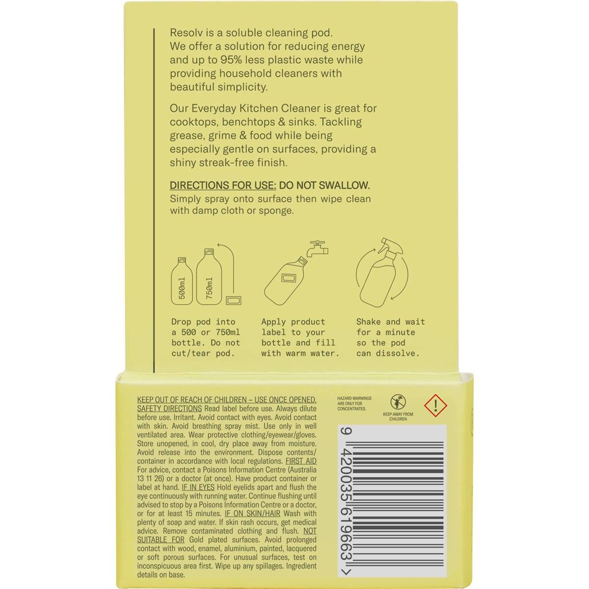 Resolv Kitchen Cleaner Pod Lemongrass & Lime 10ml Woolworths