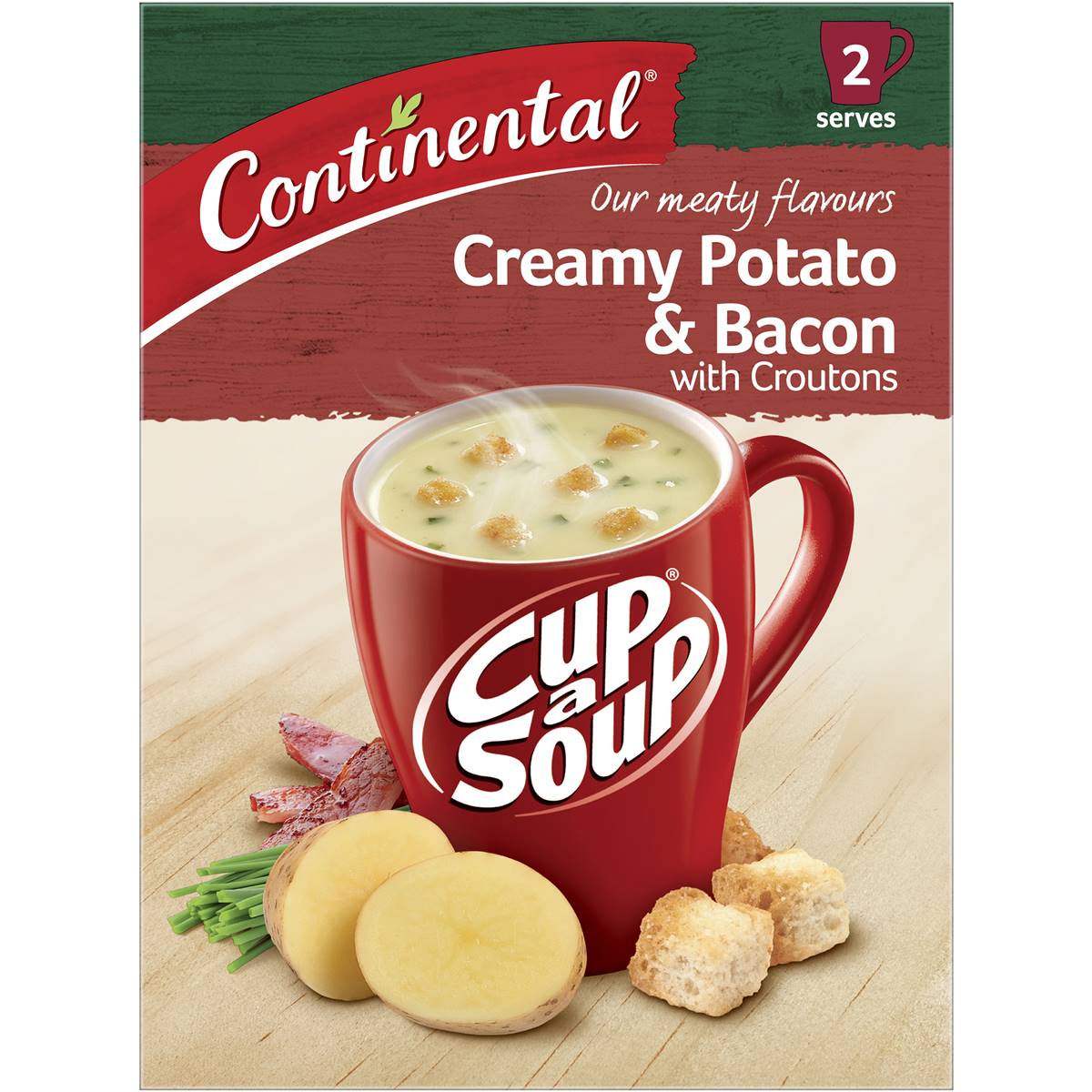 Continental Cup A Soup Creamy Potato & Bacon With Croutons 2pk 50g