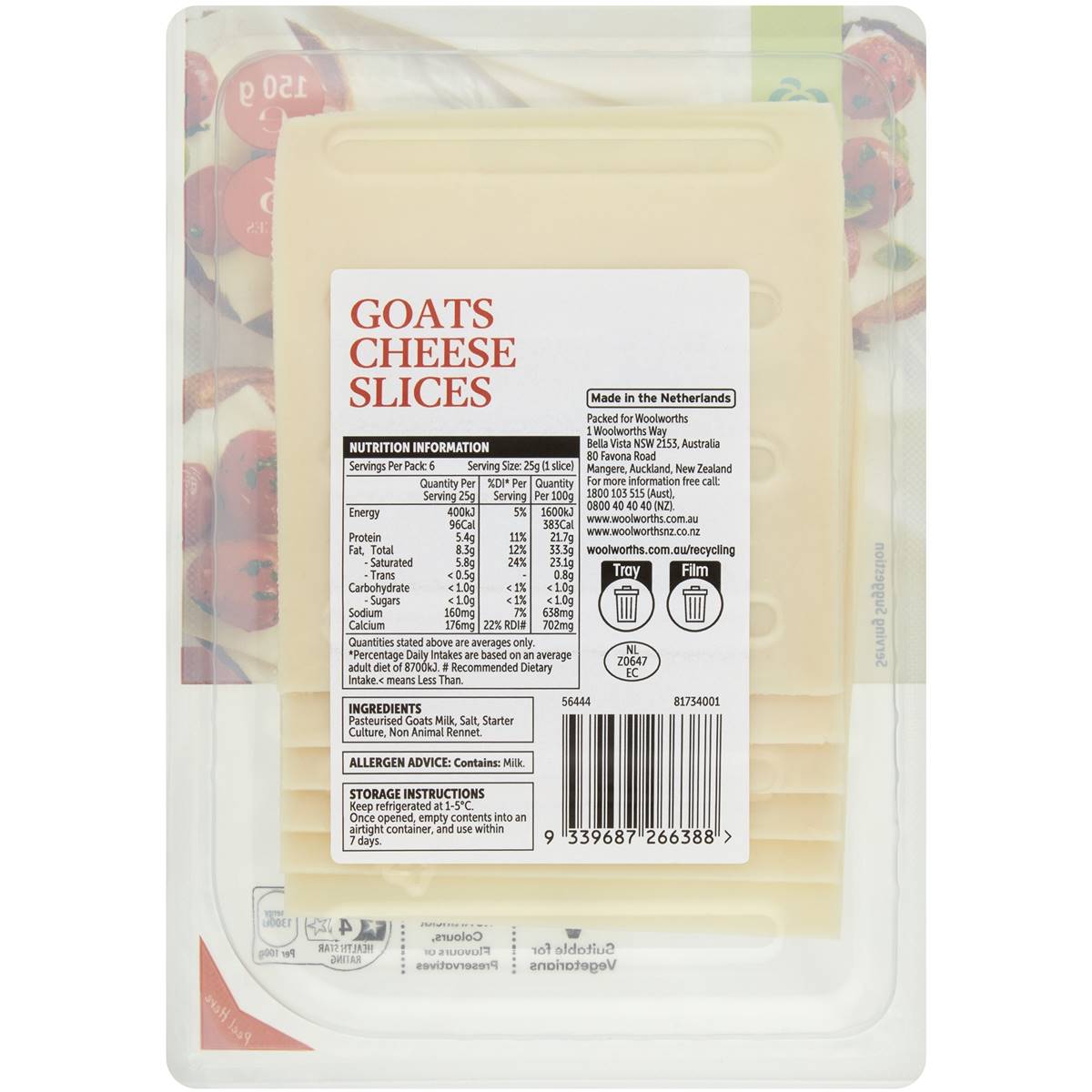 Woolworths Goat Cheese Slices 150g Woolworths