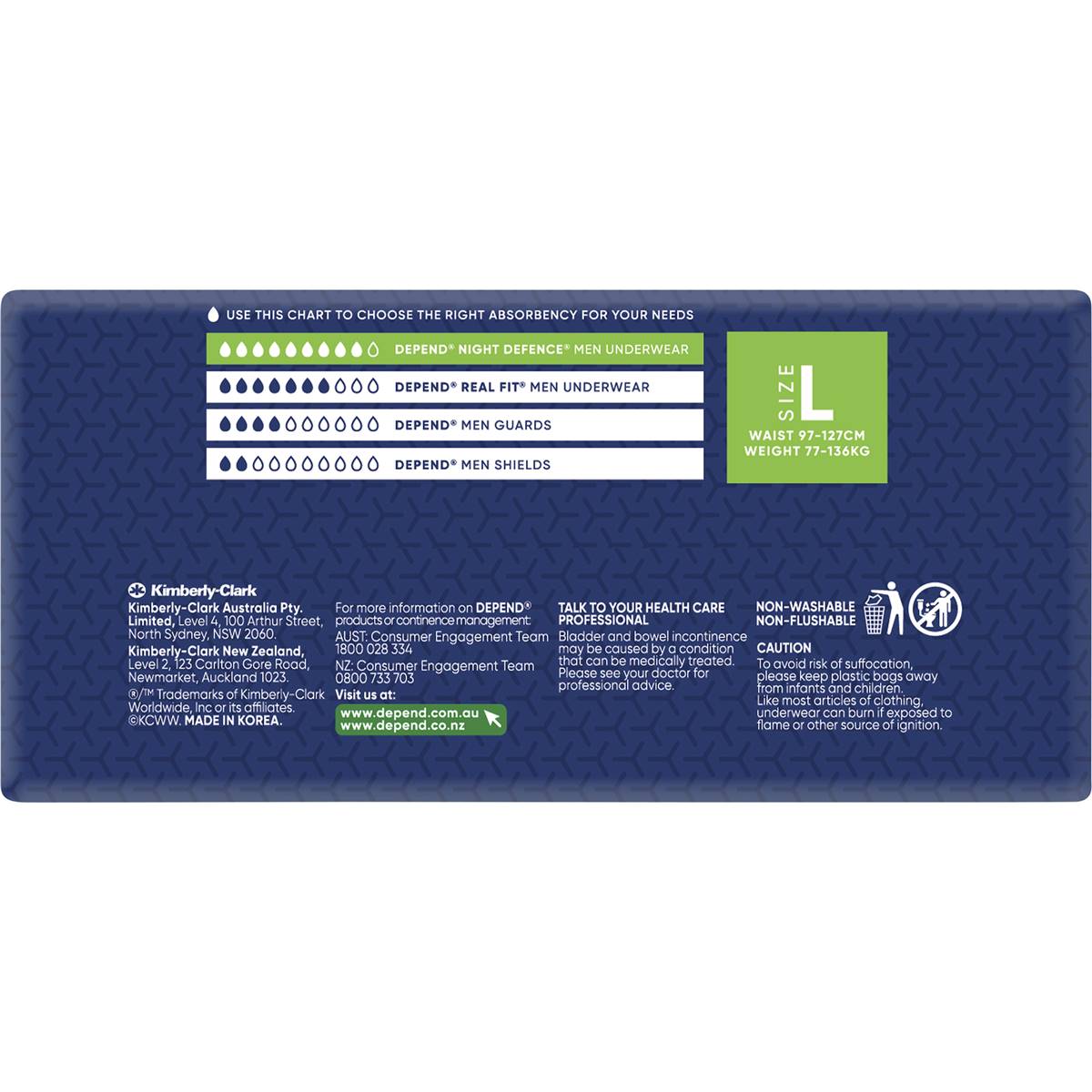 Depend Real Fit Night Defence Incontinence Underwear Men L 8 Pack