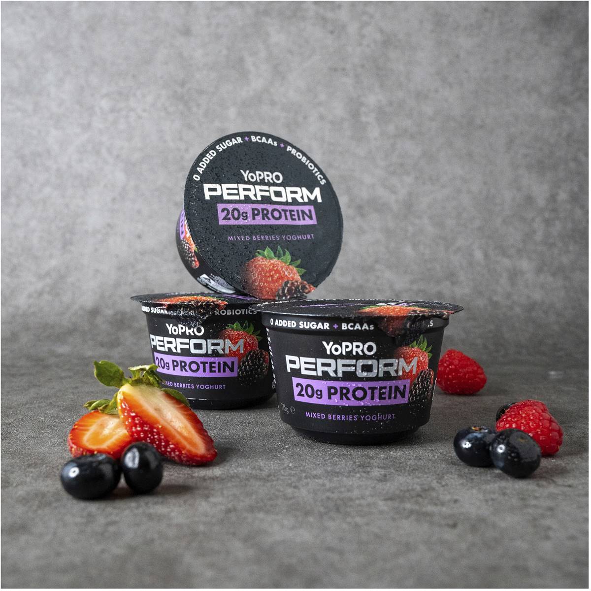 Yopro Perform High Protein Yoghurt No Added Sugar Mixed Berries 175g ...