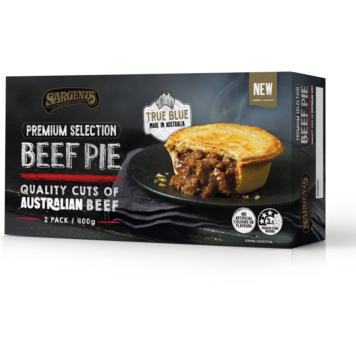 Sargents Premium Beef Pie 2 Pack 