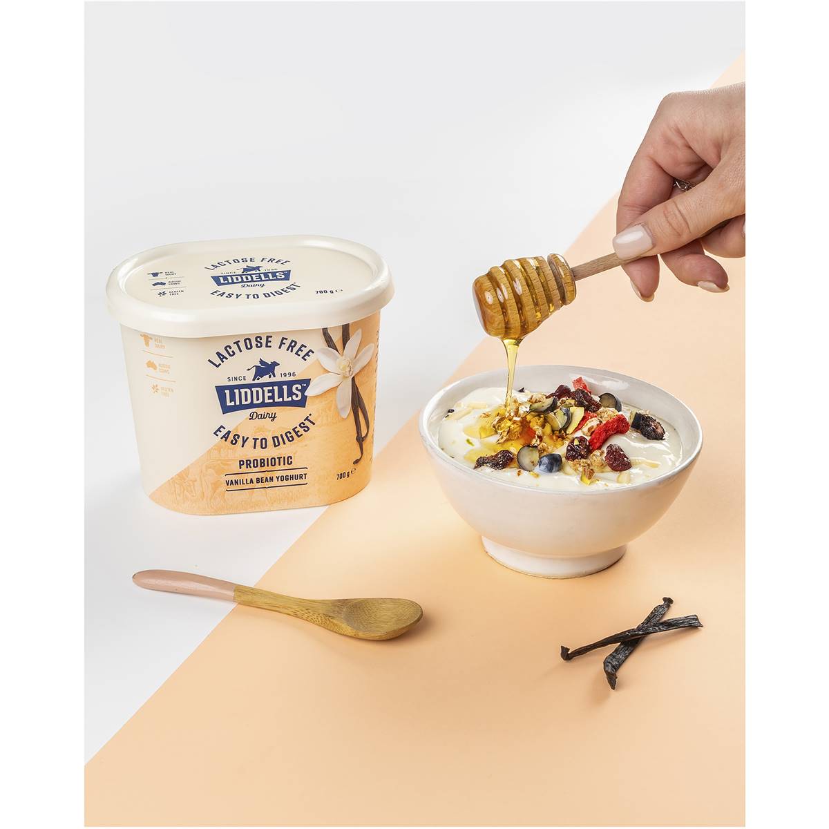 Liddells Lactose Free Probiotic Yoghurt Vanilla Bean 700g Woolworths