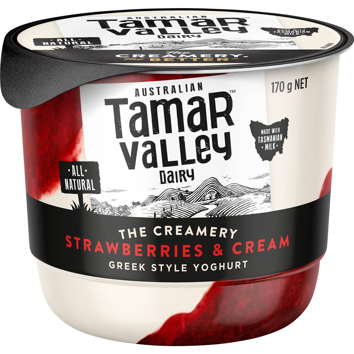 Tamar Valley Dairy Yoghurt Strawberry & Cream 170g | Woolworths