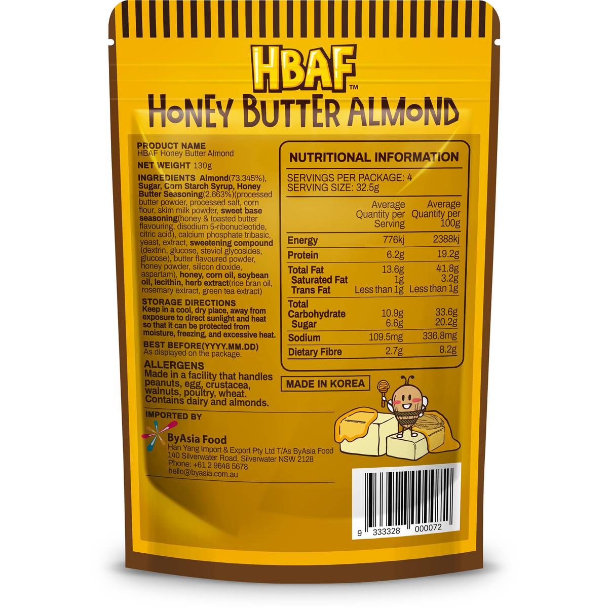 Hbaf Honey Butter Almonds 130g | Woolworths