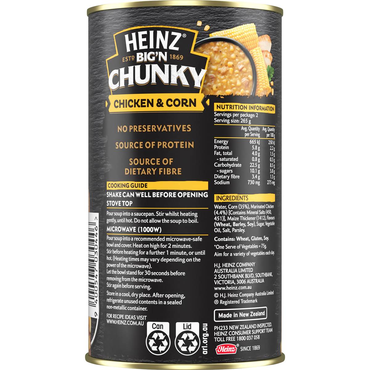 Heinz Big N Chunky Chicken & Corn Soup Tinned Ready Meals 535g Woolworths