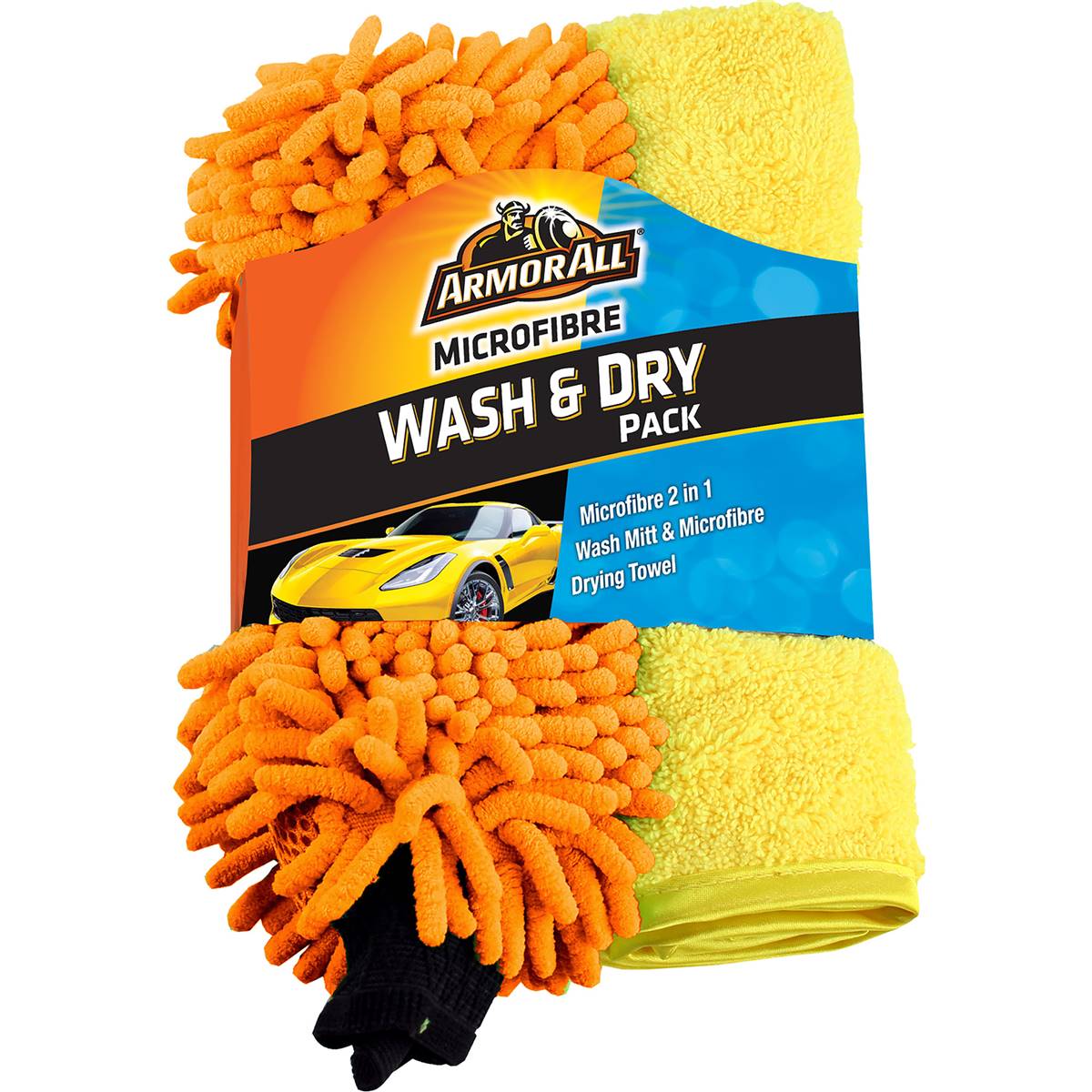 Armor All Wash & Dry Pack Microfibre Wash Mitt & Drying Towel Each