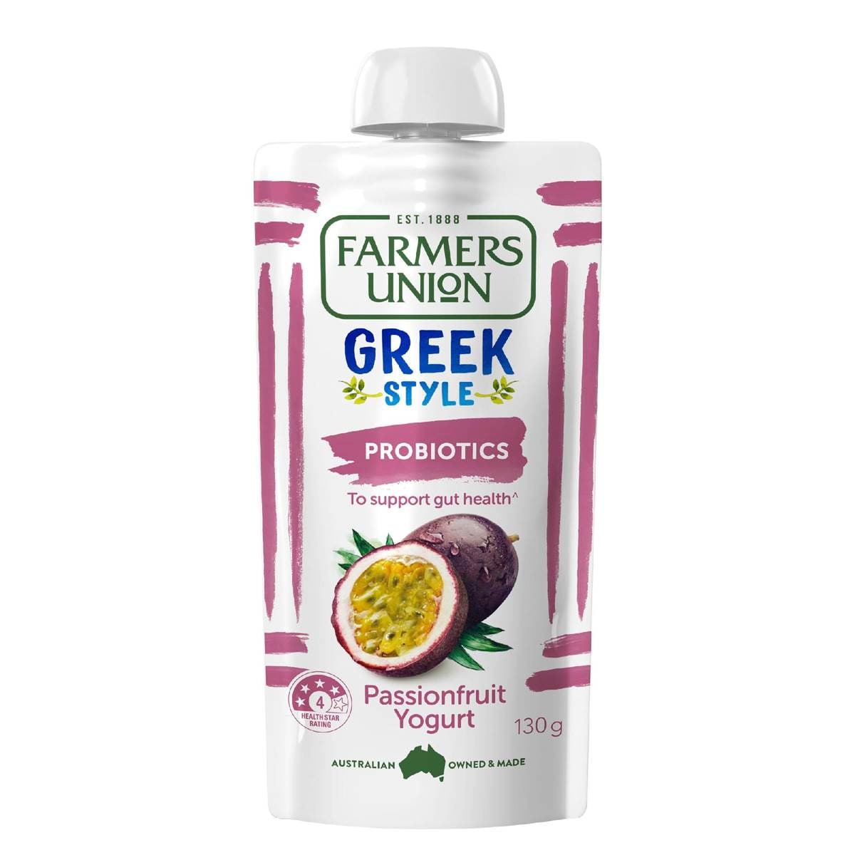 Farmers Union Greek Style Yoghurt Pouch Passionfruit 130g Woolworths