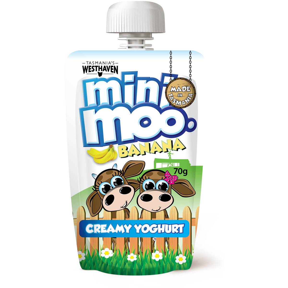 Tasmania's Westhaven Mini Moo Yoghurt Pouch Banana