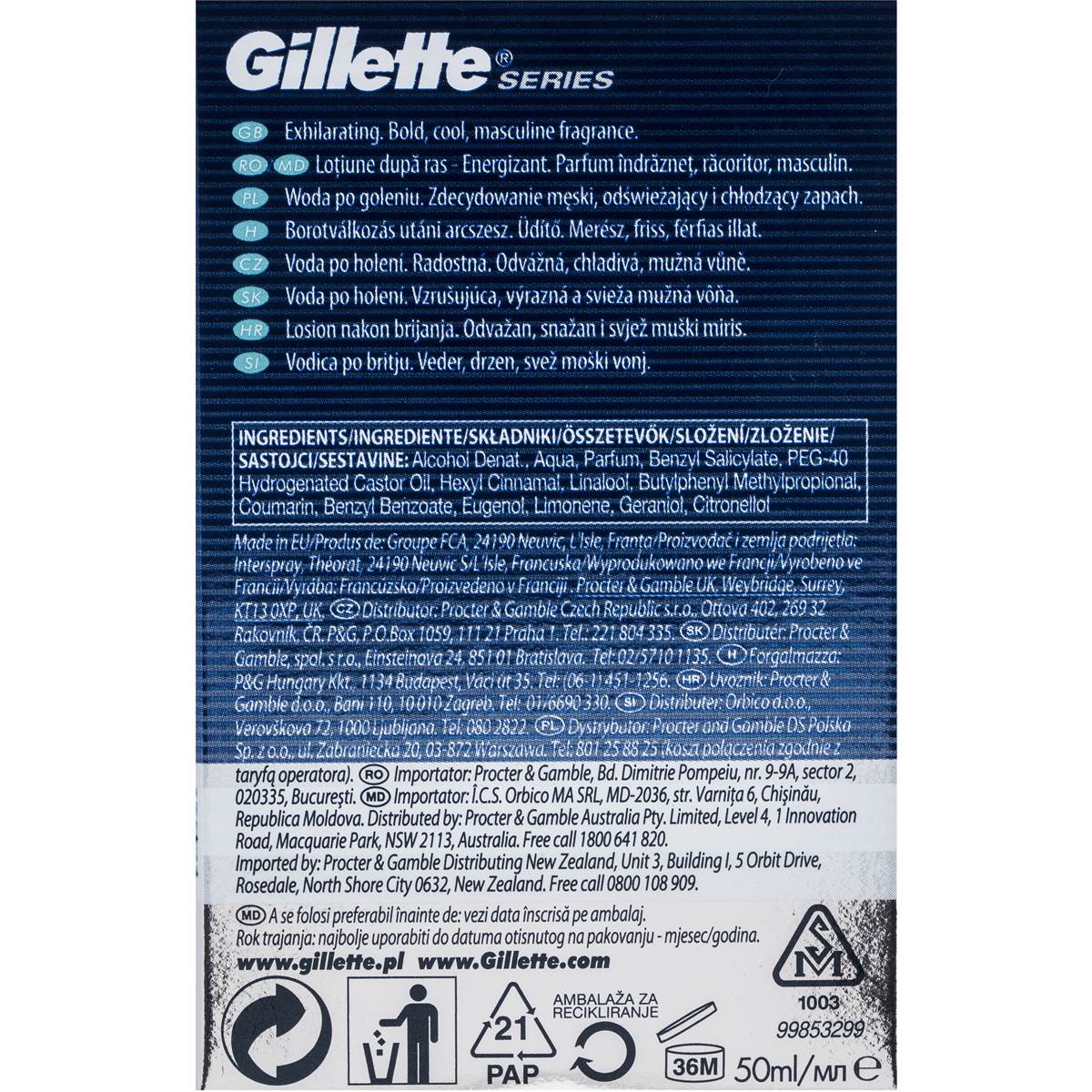 Gillette Series After Shave Splash Arctic Ice 50ml Woolworths