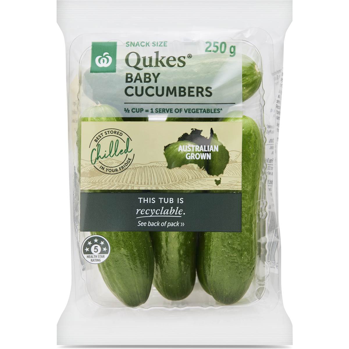 Woolworths Qukes Baby Cucumbers Punnet 250g | Woolworths