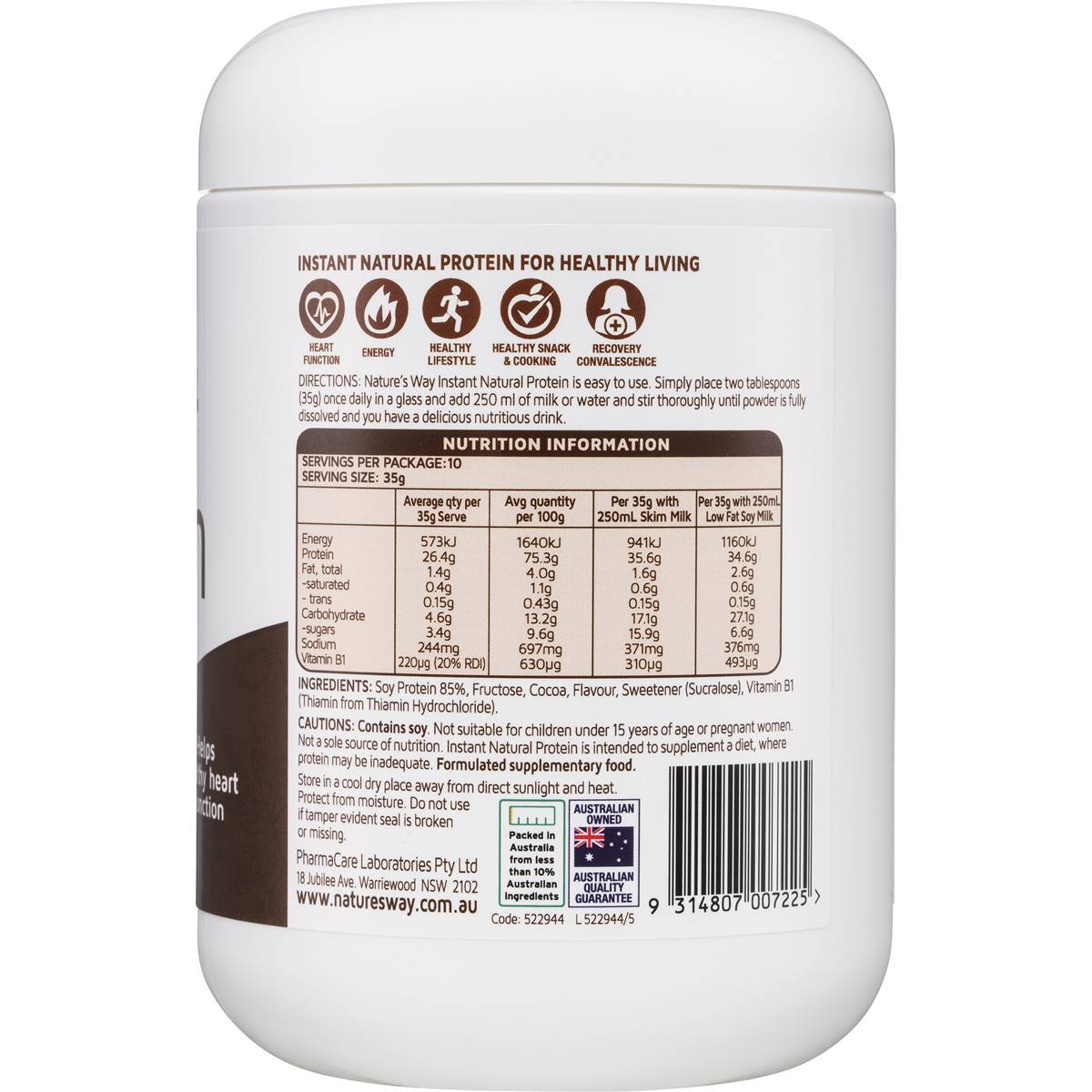 Nature's Way Protein Powder Chocolate 375g Woolworths