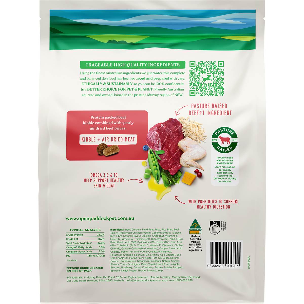 Open Paddock Beef Kibble & Air Dried Meat Dog Food 2.5kg Woolworths