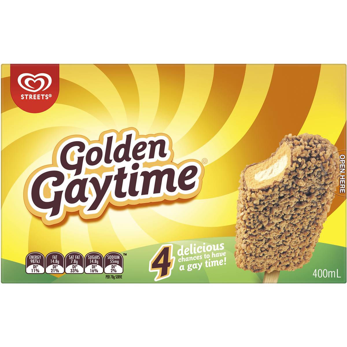 streets golden gaytime ice cream original 4pk 400ml