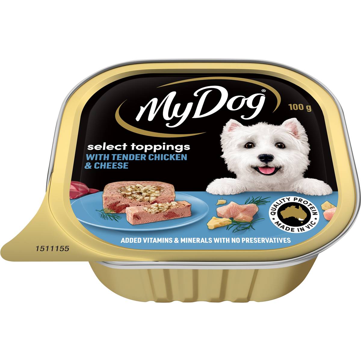 My Dog Adult Wet Dog Food Toppings With Chicken & Cheese Tray 100g