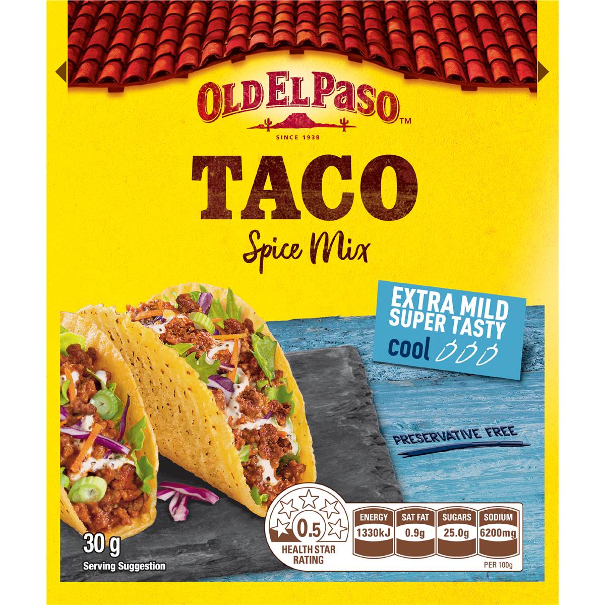Old El Paso Taco Spice Mix Extra Mild 30g Woolworths