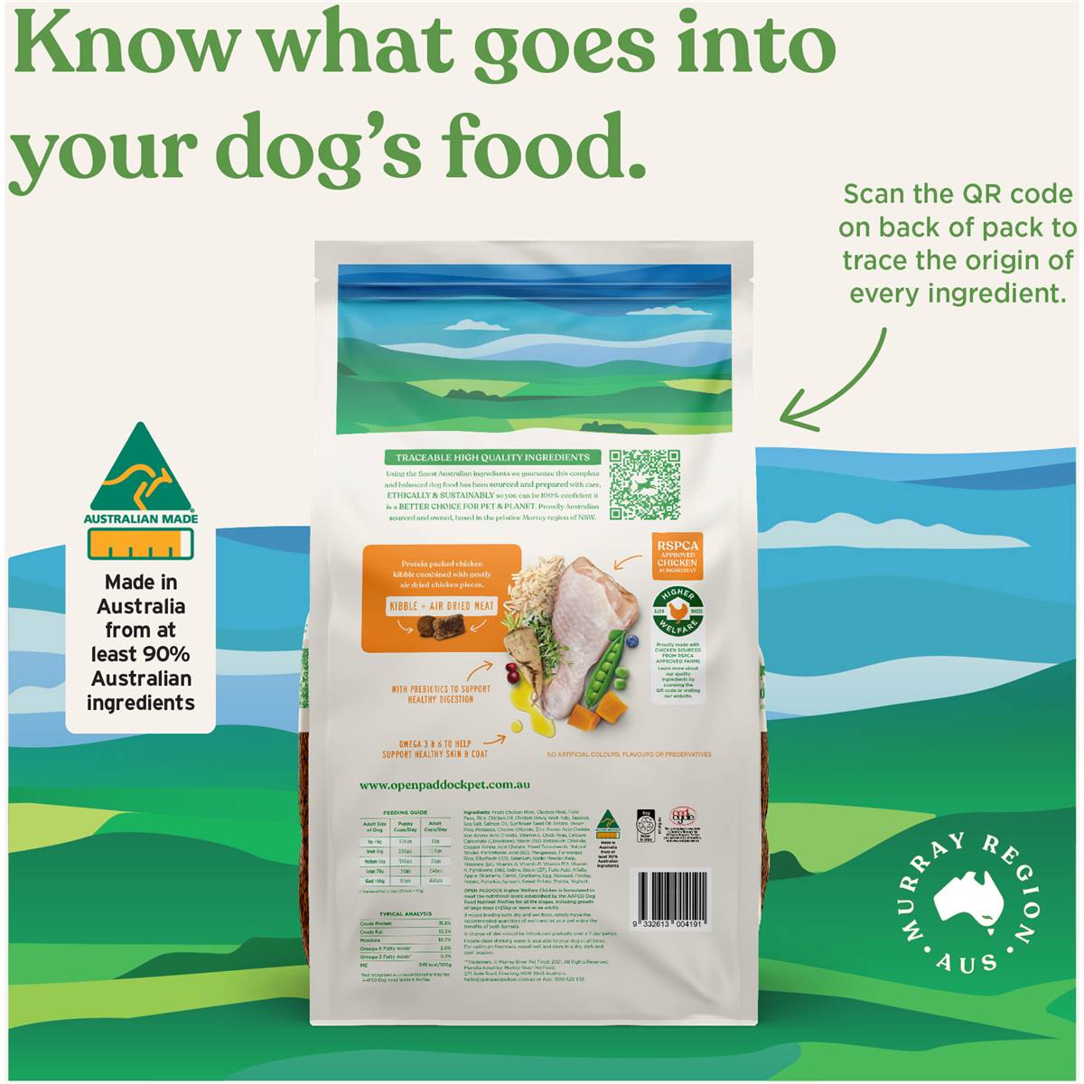 Open Paddock Chicken Kibble & Air Dried Meat Dog Food 6kg Woolworths