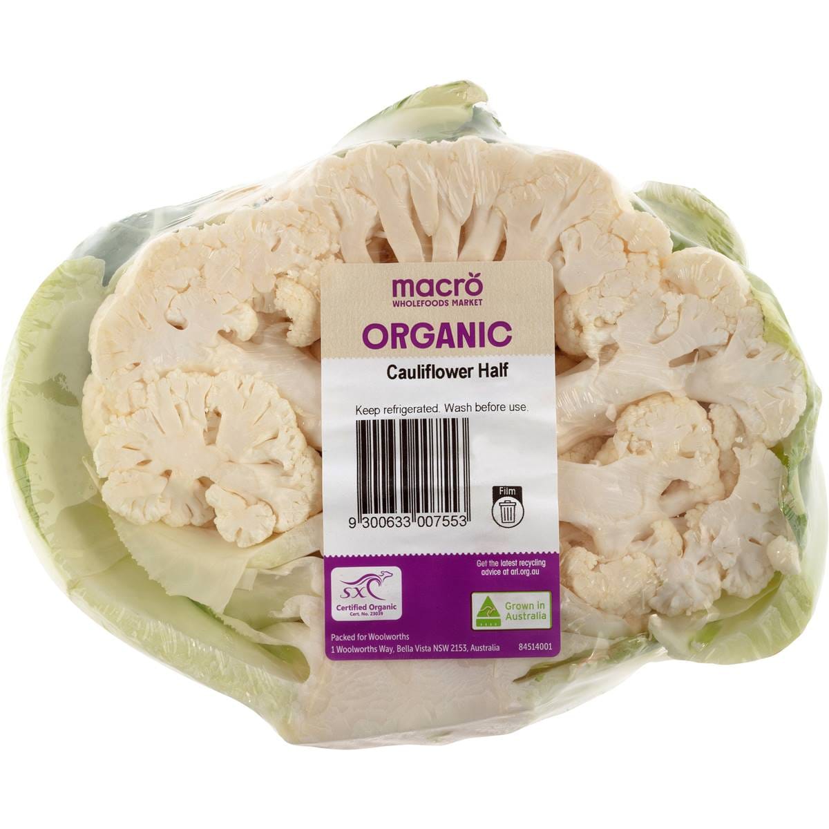 Macro Fresh Cauliflower Half Organic Each Woolworths