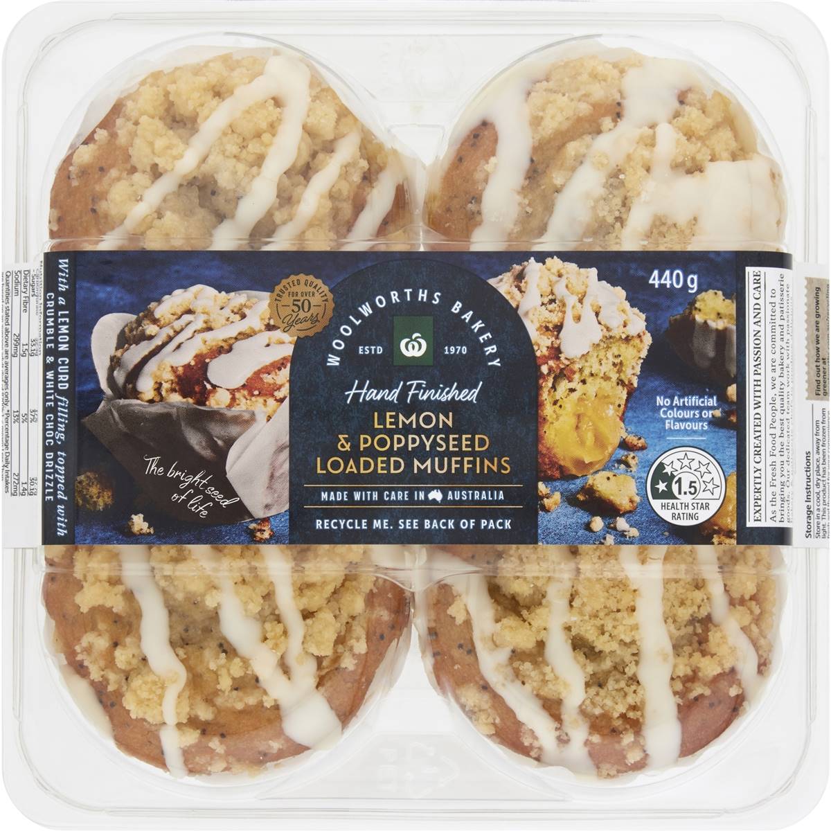 Woolworths Lemon Poppyseed Muffins 4 Pack Woolworths