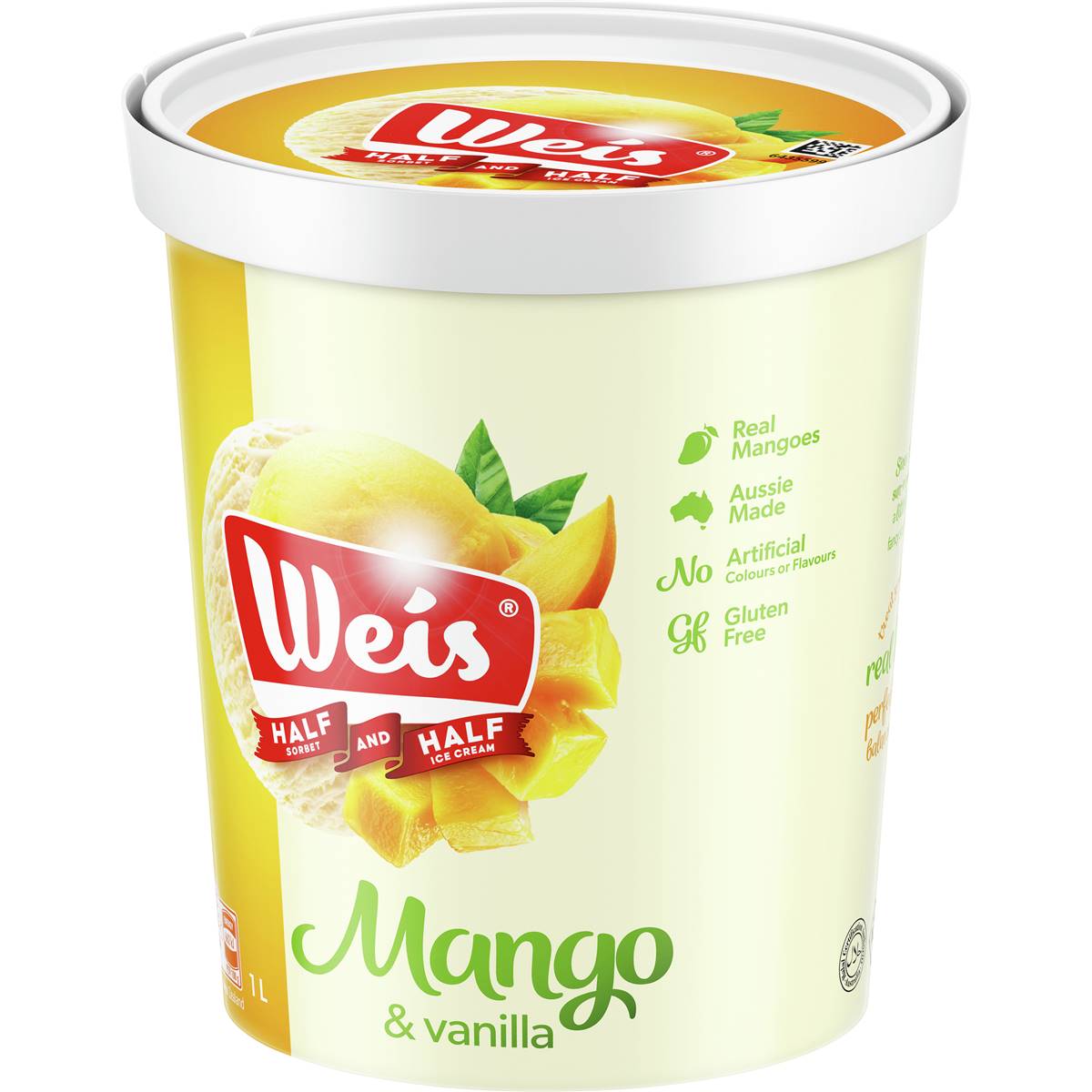 Weis Half & Half Mango & Vanilla Ice Cream And Sorbet 1l Woolworths