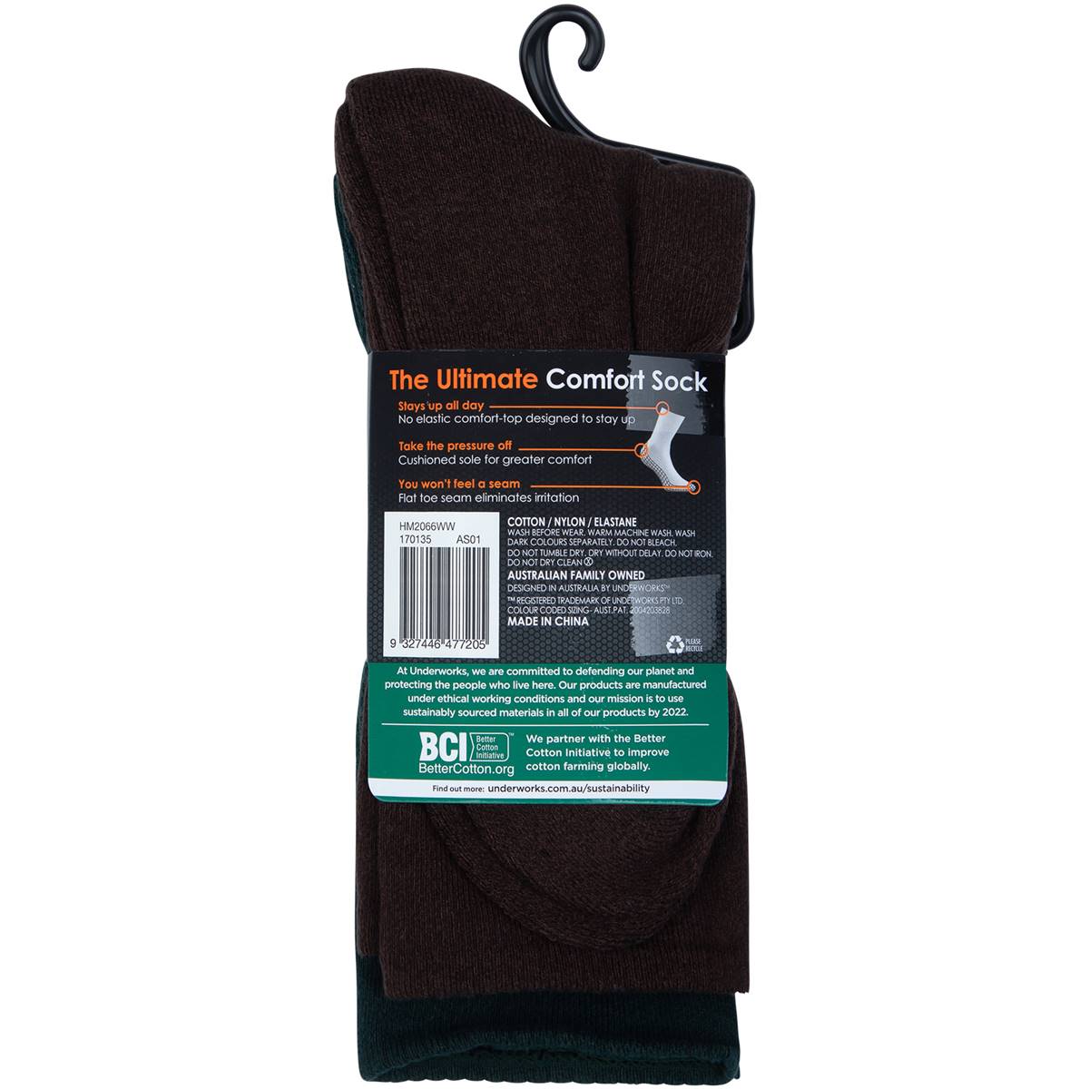 Underworks Men's All Day Socks Cushion Comfort Top Black Size 710 2