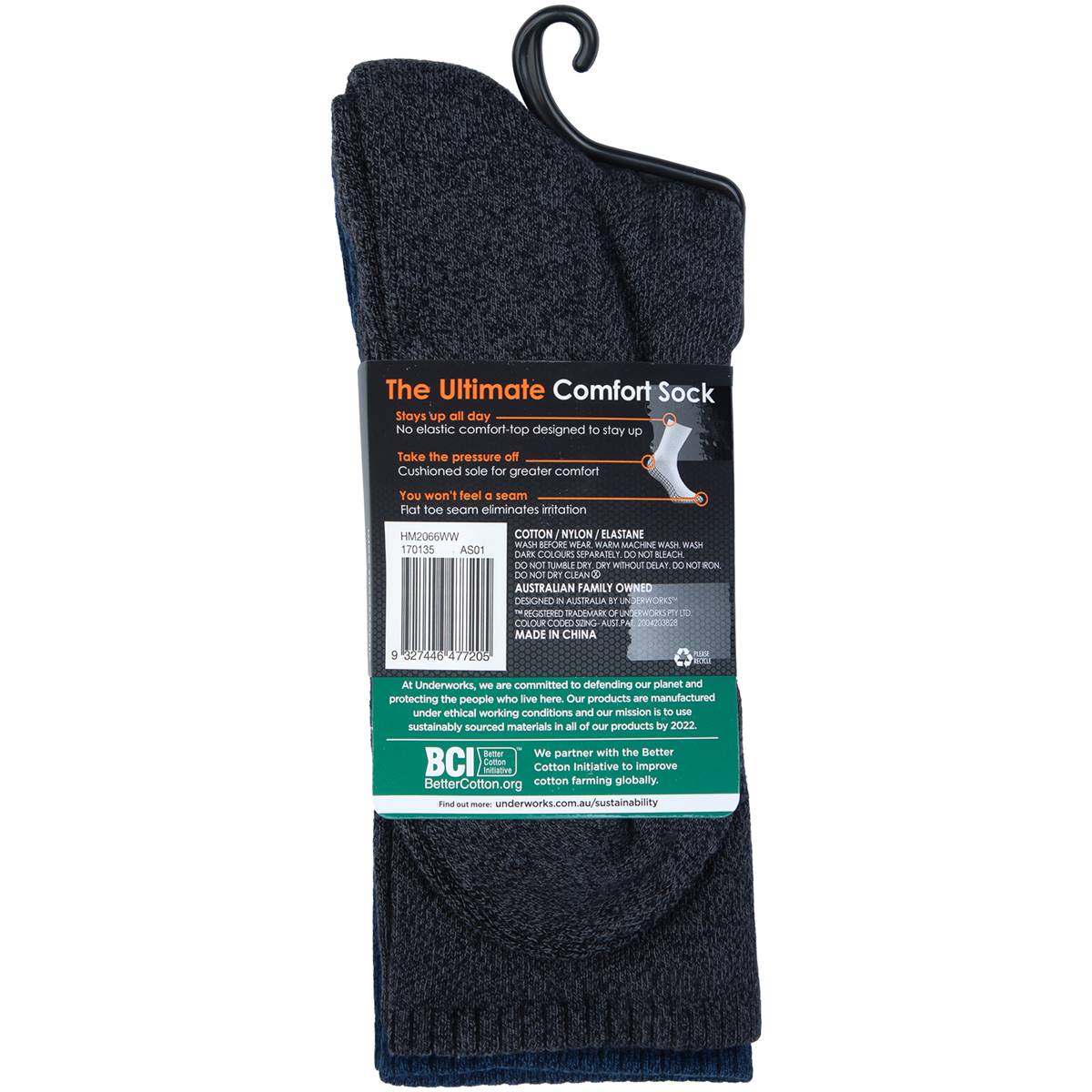 Underworks Men's All Day Socks Cushion Comfort Top Black Size 710 2