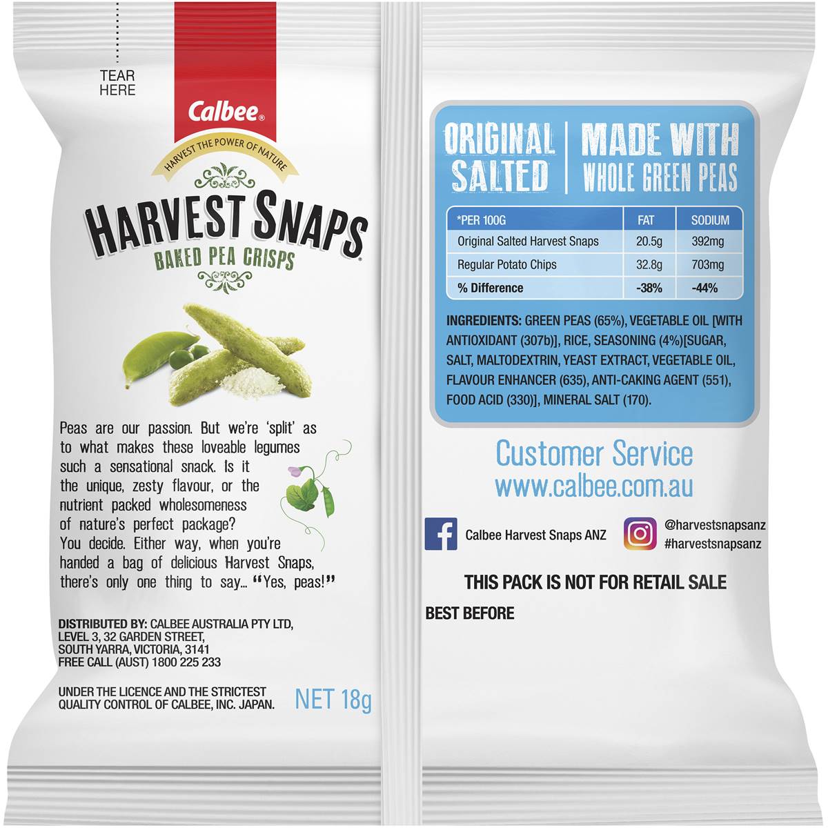 Calbee Harvest Snaps Pea Original Salted Multipack Baked Crisps 5 Pack Woolworths