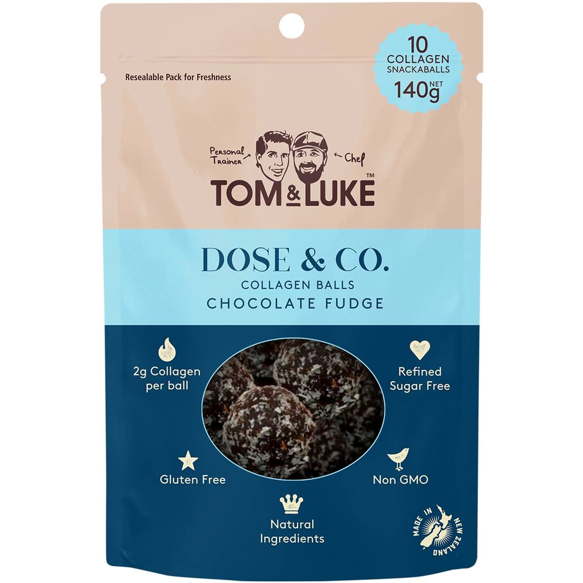 Tom & Luke Dose & Co Collagen Balls Chocolate Fudge 140g Woolworths